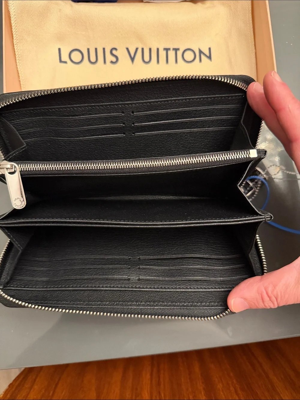 Louis Vuitton Black Python Monogram Zip-Around Wallet with White LV Print